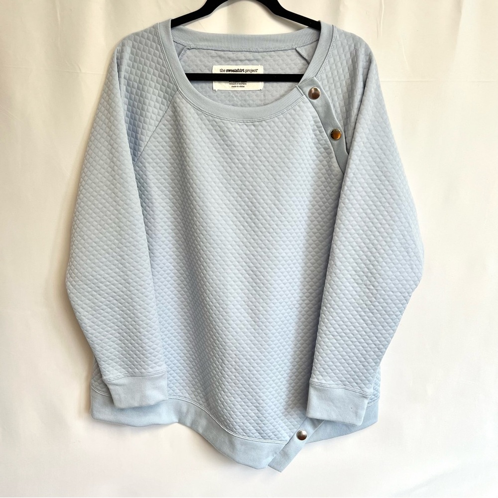 The Sweatshirt Project by French Laundry Women Baby Blue Warm Sweatshirt 1X Plus